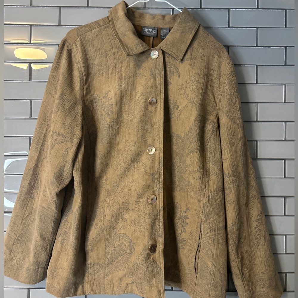 Additions by Chico’s Jacket Womens Size 3 Brown Button Up